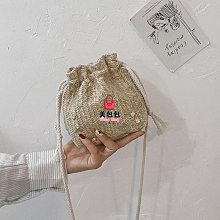 夏季水桶包 編織手提包度小眾個性度假風草編包 流行 歷史價格詳細信息