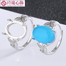 925純銀戒指空托代鑲嵌水晶翡翠等彩寶 主石方形66/1010/77~玲瓏心飾 歷史價格詳細信息
