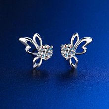 莫桑石耳釘女仿真鉆石耳骨釘牛頭款18k金玫瑰金四爪簡約單鉆耳飾--鴻運飾品 歷史價格詳細信息