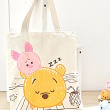 【正版】迪士尼 帆布拉鍊粗繩大水餃包/環保購物袋/麻繩肩背包/手提袋~~熊抱哥~~ 歷史價格詳細信息