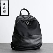 『皮皮創』原創設計手作尼龍後背包。高品質防水尼龍布雙肩背包男女大容量時尚大方輕便書包旅行休閒背包 歷史價格詳細信息