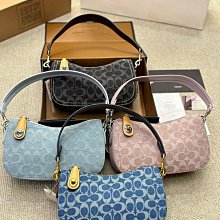 新款女包swinger提花織物拼色腋下麻將包經典印花單肩法棍包 coach包大牌同款妖精 歷史價格詳細信息