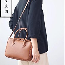 『皮皮創』原創設計手作真皮波士頓包。法式復古頭層植鞣牛皮斜背包高級質感通勤側背包 大容量簡約百搭鬆弛休閒真皮手提單肩包 歷史價格詳細信息