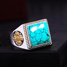 S925純銀戒指空托方形男士戒托 鑲嵌綠松石翡翠蜜蠟開口銀托 712-玲瓏心飾 歷史價格詳細信息