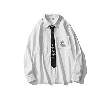 領帶襯衫男長袖素色襯衫韓版潮七分袖學生上衣三種顏色满599免運 歷史價格詳細信息