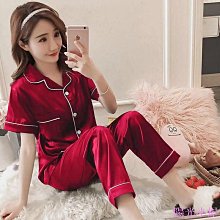 【雅雅百貨】夏季睡衣女大牌仿真絲翻領開衫短袖長褲絲綢韓版短長居服套裝 白D皇冠-滿299發貨唷~ 歷史價格詳細信息