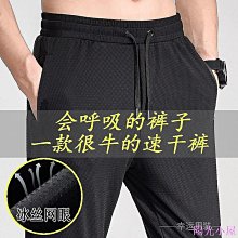 冰絲褲夏季網眼冰絲彈力男士空調休閑薄款運動韓版學生大碼修身束腳褲透氣 大尺碼長褲 涼感長褲 排汗褲 男性休閒長 歷史價格詳細信息