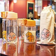 卡通吸管玻璃杯帶把ins可愛少女耐熱帶刻度杯子潮流創意便攜水杯~特價#促銷 #現貨 歷史價格詳細信息