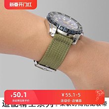 手錶帶 軍綠色帆布尼龍錶帶蝴蝶扣男適用精工天梭海鷗百年靈卡西歐阿瑪尼 歷史價格詳細信息