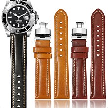 手錶帶 適用勞力士手錶帶真皮迪通拿綠黑水鬼游艇男女士彎頭弧形錶帶20mm 歷史價格詳細信息
