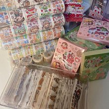 【熱賣精選】手帳膠帶貼紙禮盒可愛人物和紙膠帶彩色印花手賬本膠帶素材4卷入 歷史價格詳細信息