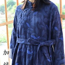 ~棉麻專賣店文藝女裝~日系復古設計款范印花長袖圓領罩衫秋季寬松女裝上衣水洗麻紗中長襯衫 歷史價格詳細信息