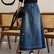 復古a字牛仔半身裙秋季女高腰梨形身材大碼遮肚子開叉顯瘦包臀裙 歷史價格詳細信息