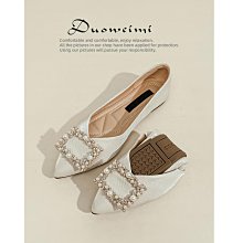 新款女鞋 大碼女鞋尖頭單鞋女淺口2023秋夏百搭珍珠蝴蝶結船鞋軟平底大碼瓢鞋41一43 歷史價格詳細信息