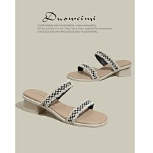 新款女鞋 大碼中跟涼鞋女41一43夏季40一字帶百搭粗跟女款小碼高跟鞋313233 歷史價格詳細信息