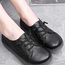 大碼單鞋 小碼鞋女 真皮豆豆鞋女四季新款時尚民族風平底媽媽鞋淺口圓頭牛筋底小皮鞋 歷史價格詳細信息