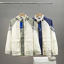 阿迪達斯三葉草風衣外套情侶款2024秋季新款連帽拼接防風衣休閑運 歷史價格詳細信息