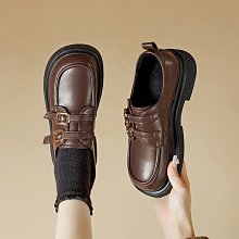 女鞋 厚底小皮鞋女夏季新款真皮粗跟樂福鞋英倫風黑色高跟學生女鞋 歷史價格詳細信息