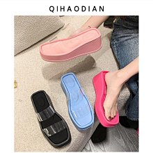 女鞋代購#夏季新款坡跟高跟厚底圓頭一字拖女鞋露趾草編麻繩底42 歷史價格詳細信息