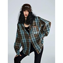 IM M~2XL原創洋氣時髦美式玫紫色格紋闊腿休閒褲/嘻哈潮牌自然腰大直筒紫咖撞色格紋工裝褲 歷史價格詳細信息