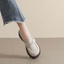 女鞋 厚底小皮鞋女夏季新款真皮粗跟樂福鞋英倫風黑色高跟學生女鞋 歷史價格詳細信息