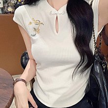 新中式國風盤扣印花小衫直筒闊腿褲長褲媽媽裝兩件套 歷史價格詳細信息