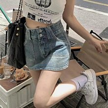 【LICKYSENIOR】設計感小眾綁帶牛仔超短褲 女ins潮辣妹直筒短褲 夏季高腰闊腿顯瘦褲子 超美熱褲 歷史價格詳細信息
