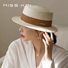 MISSKOI沙灘草帽女時尚新款平沿遮陽帽百搭復古防曬太陽帽平頂帽子男短簷 (滿599元免運) 歷史價格詳細信息