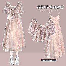 【LICKYSENIOR】2024新夏韓風chic夏日甜心可愛小奶牛少女減齡一字方領兩穿連衣裙 歷史價格詳細信息