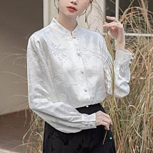 中式男裝春季新款白色襯衫男長袖中國風刺繡亞麻襯衣潮流大碼棉麻唐裝上衣中國風 唐裝 歷史價格詳細信息