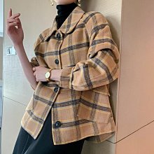 格子雙面羊毛呢外套女秋冬2023年新款小個子小眾復古精致短款大衣 歷史價格詳細信息