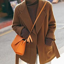 雙面羊毛大衣秋冬新款閨蜜裝牛角扣韓版寬松小個子毛呢外套加 歷史價格詳細信息