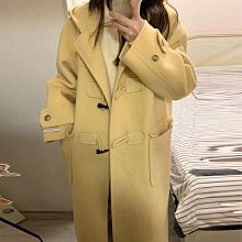 牛角扣呢子大衣女秋冬季灰色毛呢外套中長款小個子加厚風衣高級感_佳美優品 歷史價格詳細信息