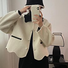 雙面羊絨大衣女秋冬新款小個子修身顯瘦西裝風短款黑色毛呢外套 歷史價格詳細信息