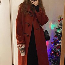 牛角扣呢子大衣女秋冬季灰色毛呢外套中長款小個子加厚風衣高級感_佳美優品 歷史價格詳細信息
