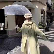 牛角扣雙面羊絨大衣女中長款韓版寬松設計感兩穿高級感毛呢外套手 歷史價格詳細信息