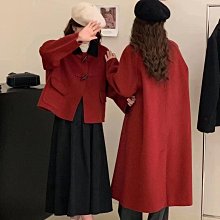 牛角扣雙面羊絨大衣女中長款韓版寬松設計感兩穿高級感毛呢外套手 歷史價格詳細信息