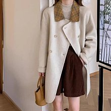 新款高端氣質雙面羊毛大衣女寬松中長款過膝雙排扣羊毛呢外套 歷史價格詳細信息