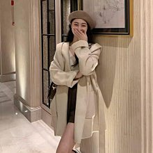 雙面羊毛大衣女新款秋冬季高級感中長款小個子灰色毛呢外套 歷史價格詳細信息