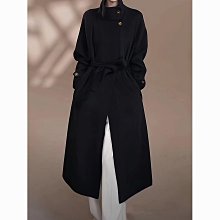 秋冬新款雙面羊毛大衣女牛角扣中長款寬松拼色休閑毛呢外套 歷史價格詳細信息