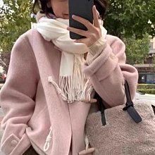 秋冬新款粉色雙面羊絨大衣女中長款高端寬松赫本風毛呢外套潮 歷史價格詳細信息