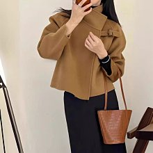 雙面羊絨大衣女秋冬新款小個子修身顯瘦西裝風短款黑色毛呢外套 歷史價格詳細信息