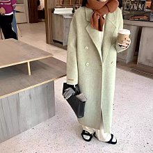 高端雙面羊毛大衣女秋冬新款圍巾領高級感寬松中長款毛呢外套 歷史價格詳細信息