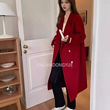 紅色雙面羊絨大衣女冬裝新款秋冬季小個子牛角扣加厚毛呢外套 歷史價格詳細信息