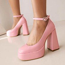 大碼女靴 秋冬女士大碼鞋 外貿新款歐美風方頭交叉系帶方扣后拉鏈防水台粗跟高跟中筒靴 歷史價格詳細信息