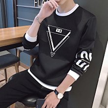 男士長袖上衣 男士打底衫2023春秋新款氣質男士長袖圓領衛衣修身打底衫時尚百搭上衣體恤衫-潮流好物 歷史價格詳細信息