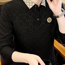 男士長袖上衣 男士打底上衣 男士長袖T恤2023春秋季貼身舒適翻領polo衫新款百搭潮流印花上衣 歷史價格詳細信息