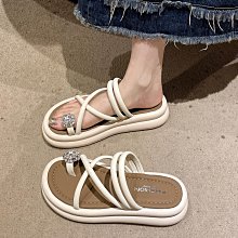 現貨夏天涼拖鞋女外穿2024新款厚底增高小個子沙灘鞋感套趾半拖鞋 歷史價格詳細信息