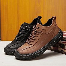 男士皮面秋季新款戶外登山鞋厚底耐磨休閒鞋百搭運動男鞋 歷史價格詳細信息