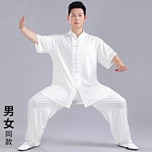 太極服男新款夏季牛奶絲短袖八段錦太極拳練功服中國風武術表演服 歷史價格詳細信息
